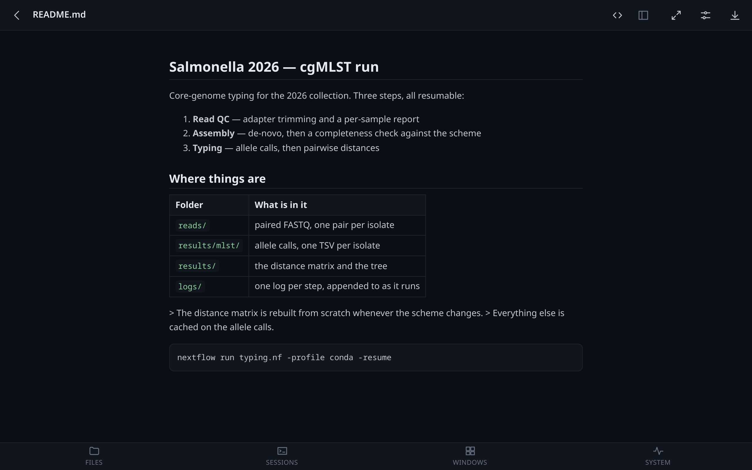 A markdown document rendered.